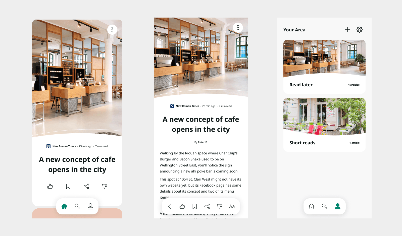 Final design solution for the Xayn News Reader App